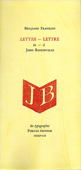 Benjamin Franklin, Lettre à John Baskerville