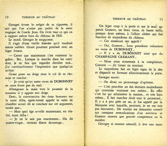 Terreur au château, texte.